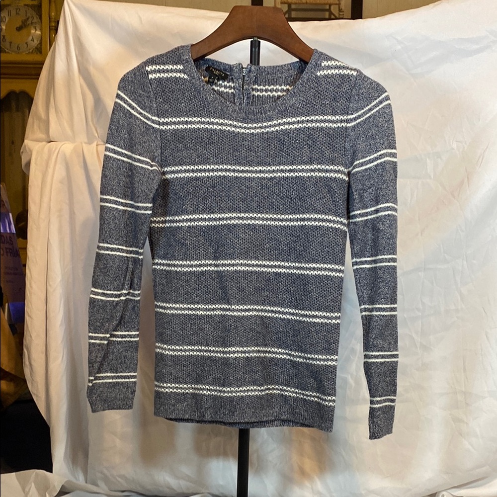 Talbots Blue and White Striped Crew Neck Sweater